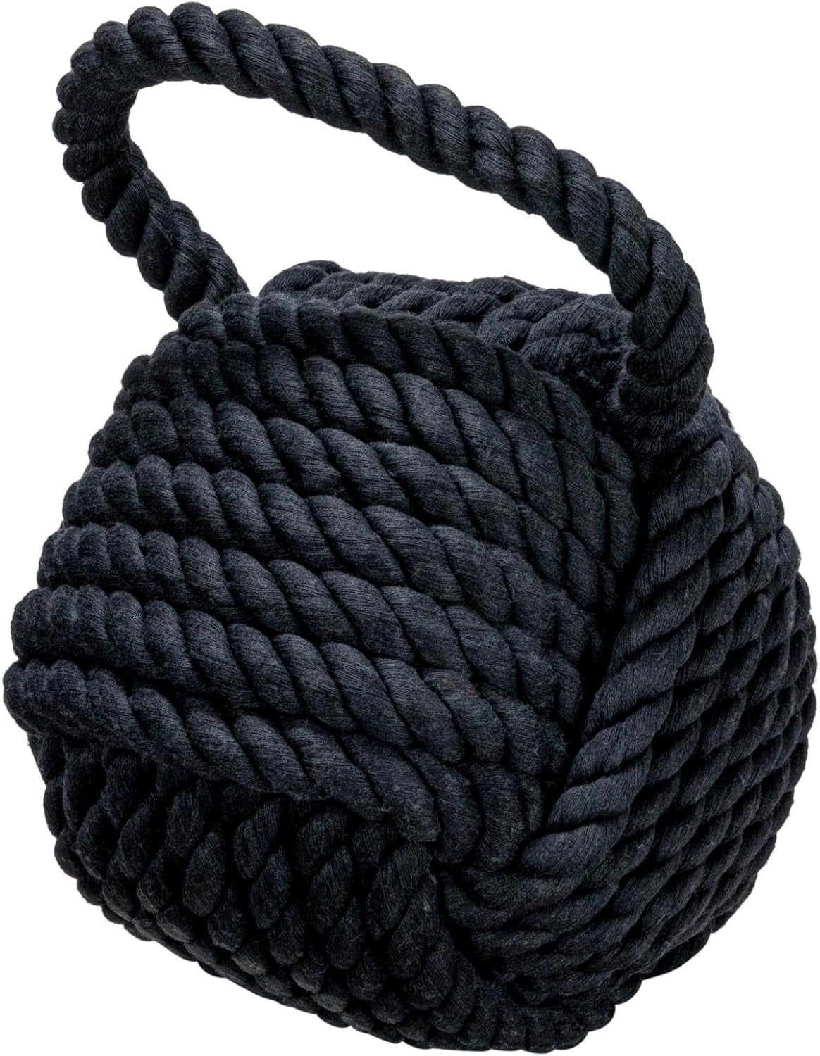 Creative Co-Op Nautical Rope Knot Decorative Cotton Door Stop, Black
