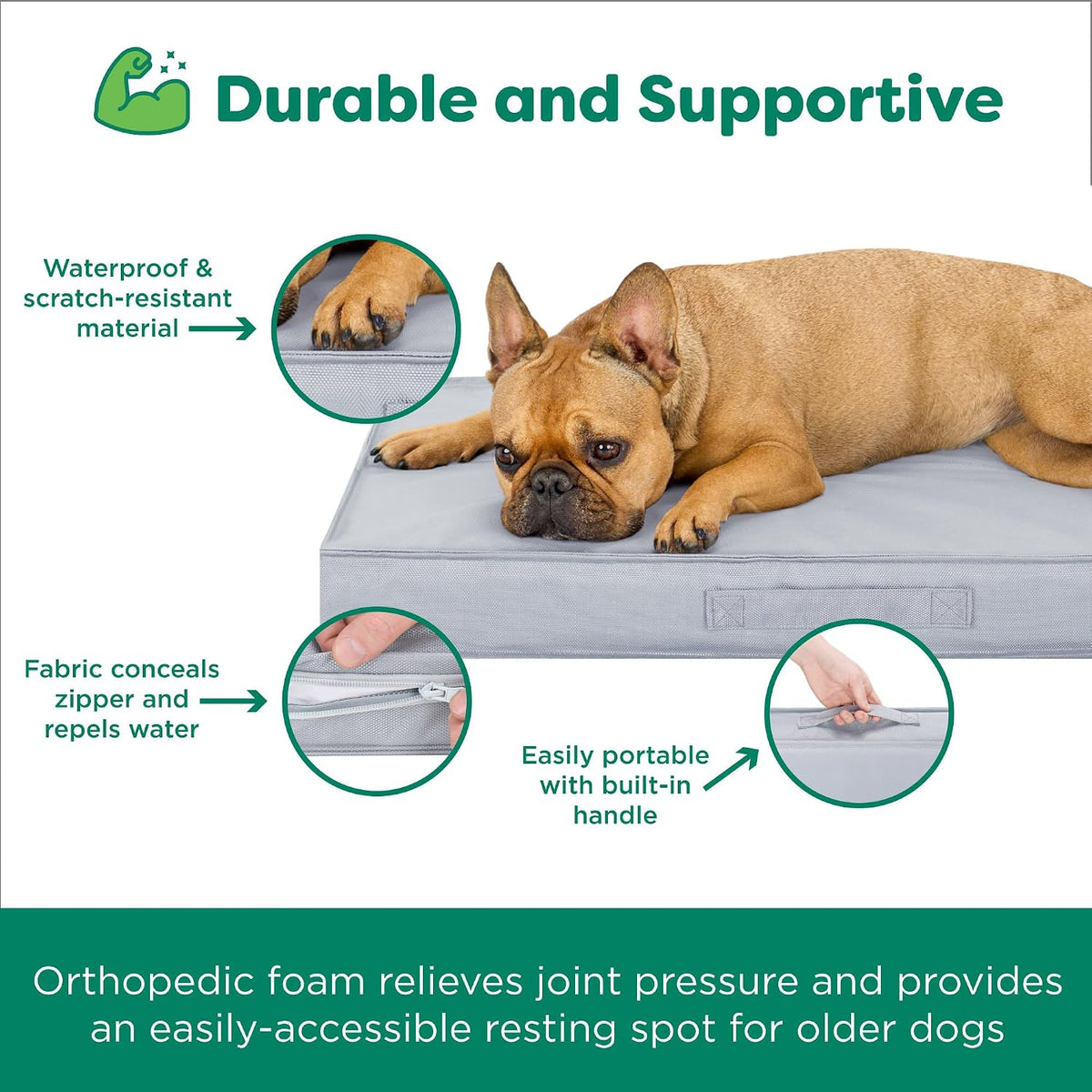 Furhaven Jumbo Cooling Gel Dog Bed – Indoor/Outdoor Water-Resistant Orthopedic Mattress Pet Bed, Removable Washable Cover, Gray Mist