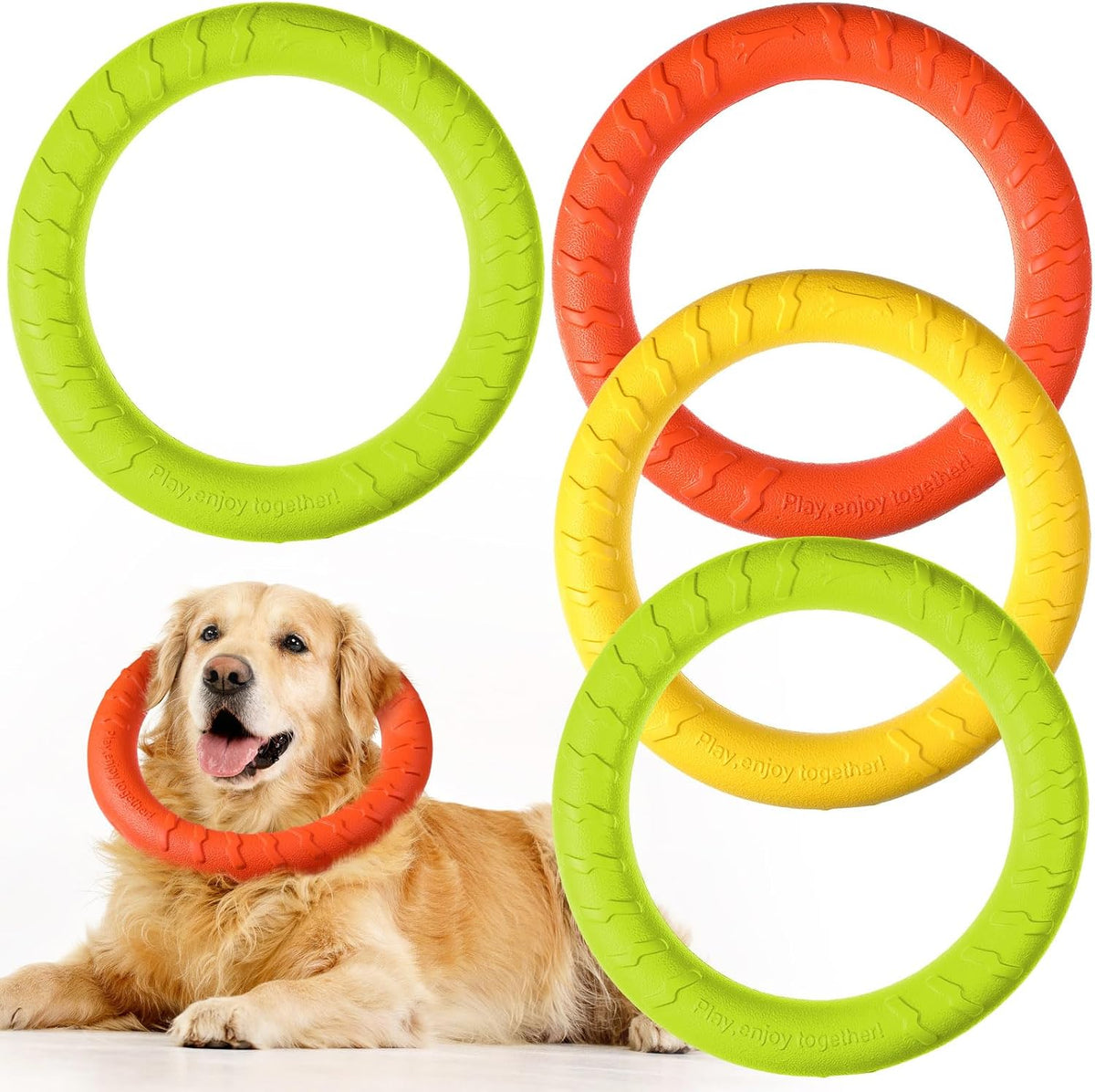 4 Pack 7.48 Inch Dog Ring Toy for Large Medium Dog Training, Colorful