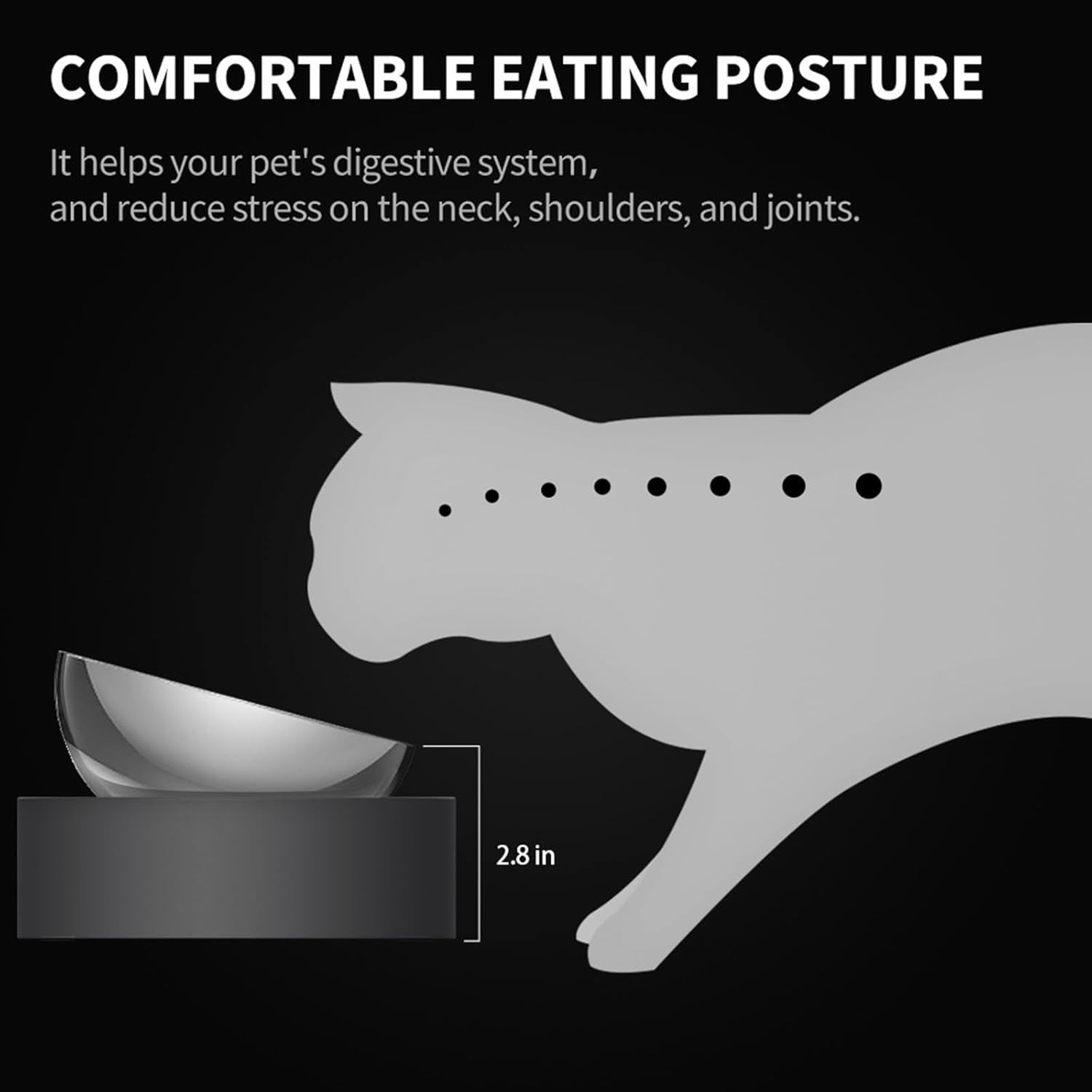 PETKIT 304 Stainless Steel Elevated Cat Bowls&Dog Bowls,Raised Cat Food and Water Bowl Set, Non-Slip, anti Vomiting 15°Tilted Cat Small Animal Plate