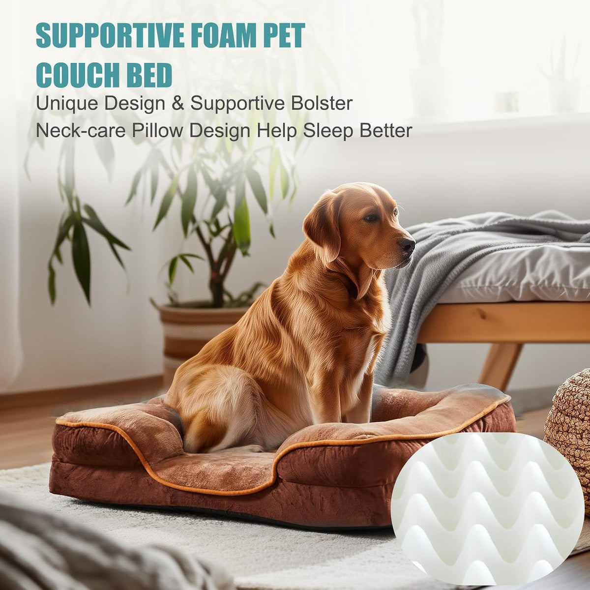 NEWBULIG 42X32 Inch Orthopedic Dog Bed for Indoor Use, Soft Surface