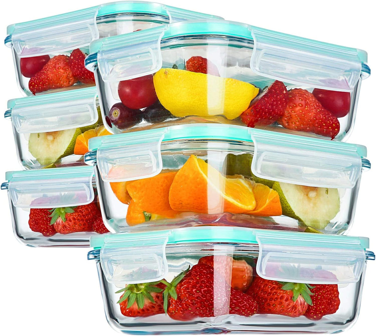 YEBODA Glass Food Storage Containers with Lids, 23 Oz, 6 Pack
