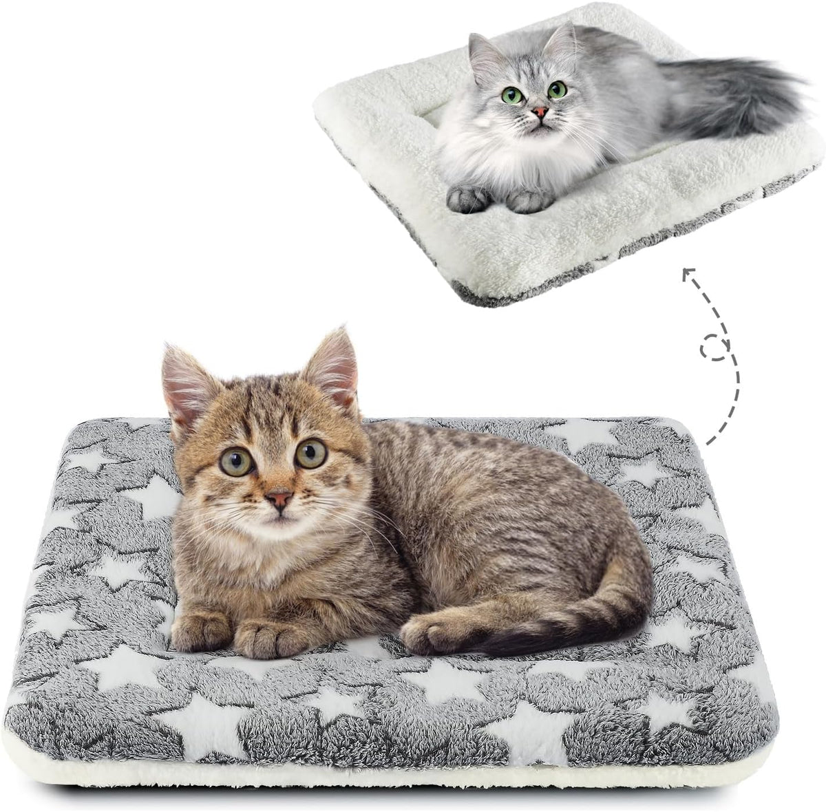Mora Pets Cat Bed Ultra Soft Dog Crate Pad Star Print 14 X 17.5 Inch Grey