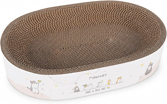 Patiencet 2-In-1 Oval Cat Scratcher Bed, Cardboard Lounger Scratch Bowl