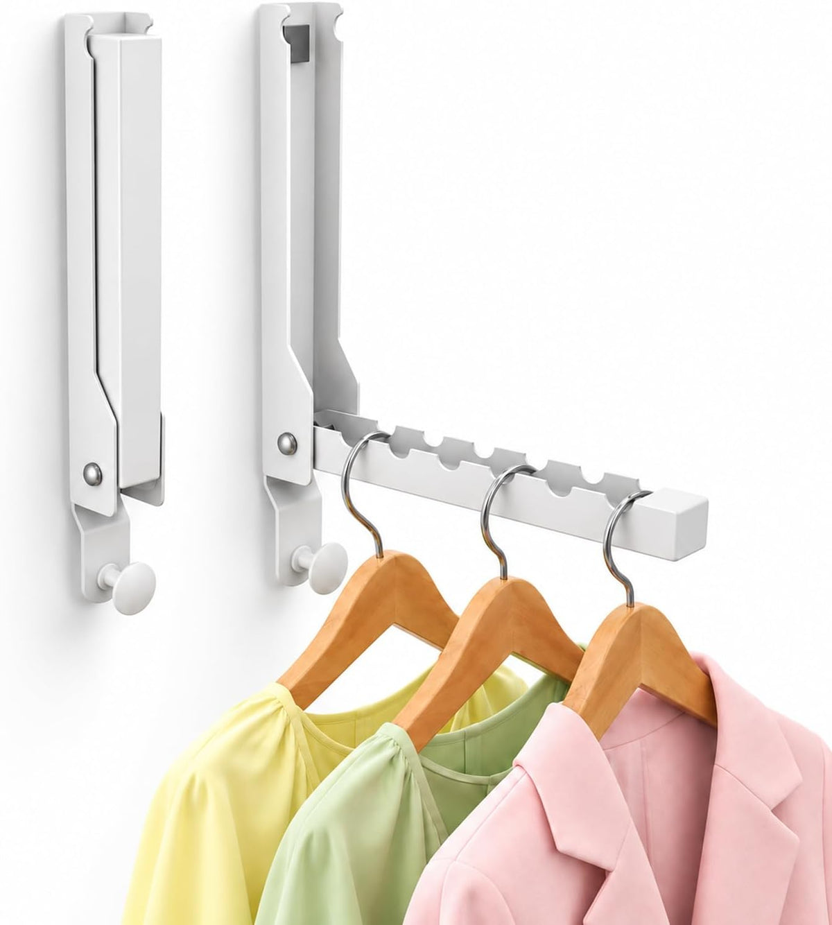 BAKON Wall Mounted Drying Rack for Laundry, 2 Pack Foldable Clothes Hanger