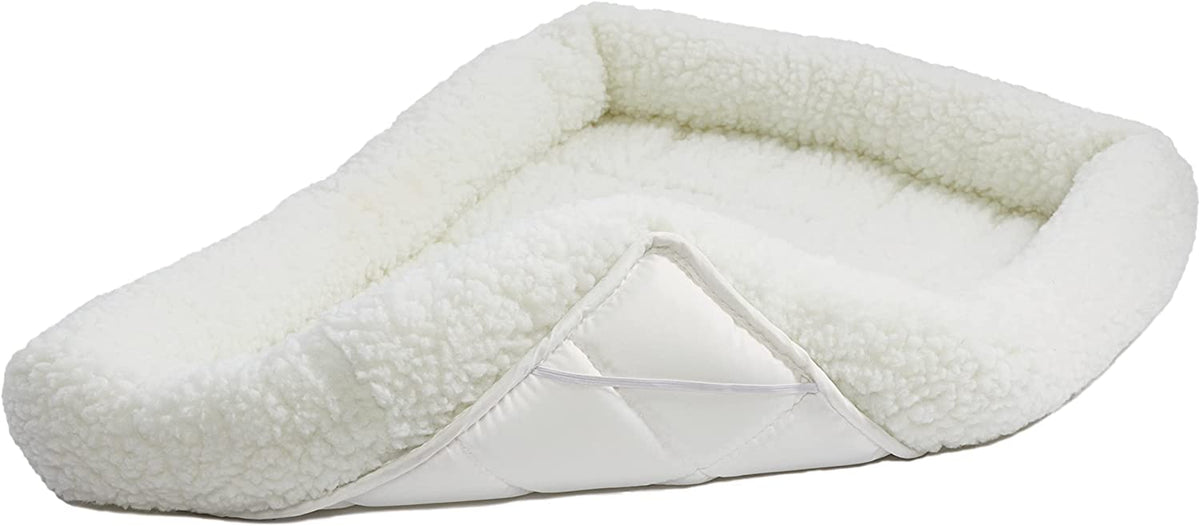 Midwest Homes for Pets Quiettime XXS Dog Bed - White Fleece Bolster, Ultra-Soft and Machine Washable, Fits 18-Inch Crates and Carriers, for Small Dogs and Cats