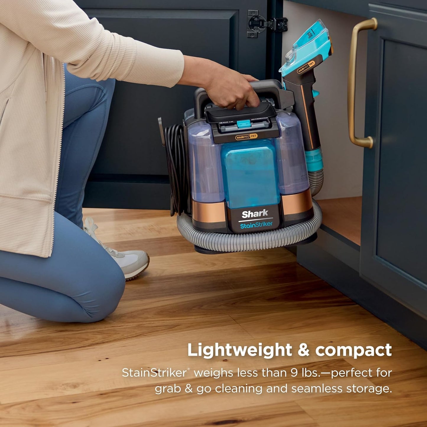 Shark Stainstriker Hairpro Portable Carpet, Upholstery and Area Rug Cleaner with Pet Mess and Hair Tools, Self Cleaning, Perfect for Car Interiors, 4 and Solution, Copper, PX251