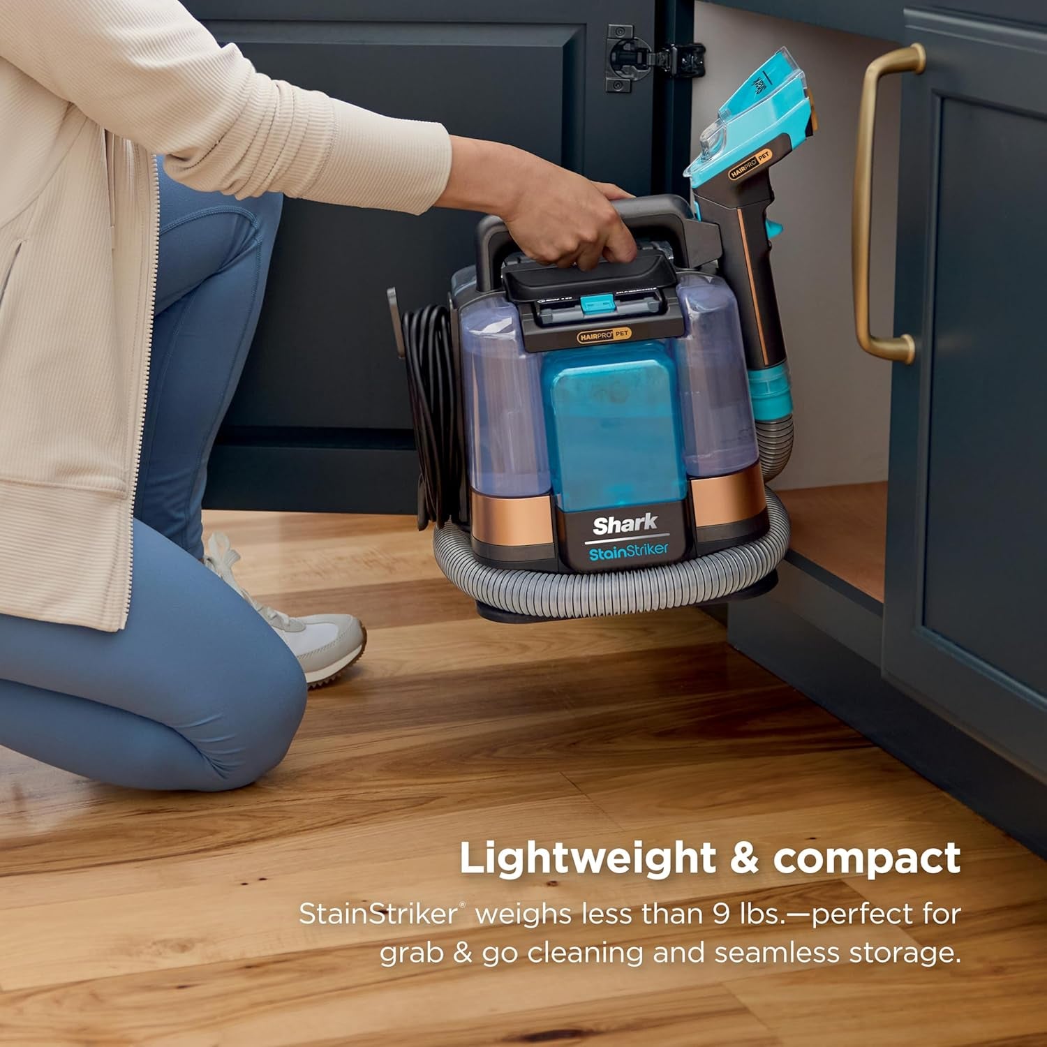 Shark Stainstriker Hairpro Portable Carpet, Upholstery and Area Rug Cleaner with Pet Mess and Hair Tools, Self Cleaning, Perfect for Car Interiors, 4 and Solution, Copper, PX251