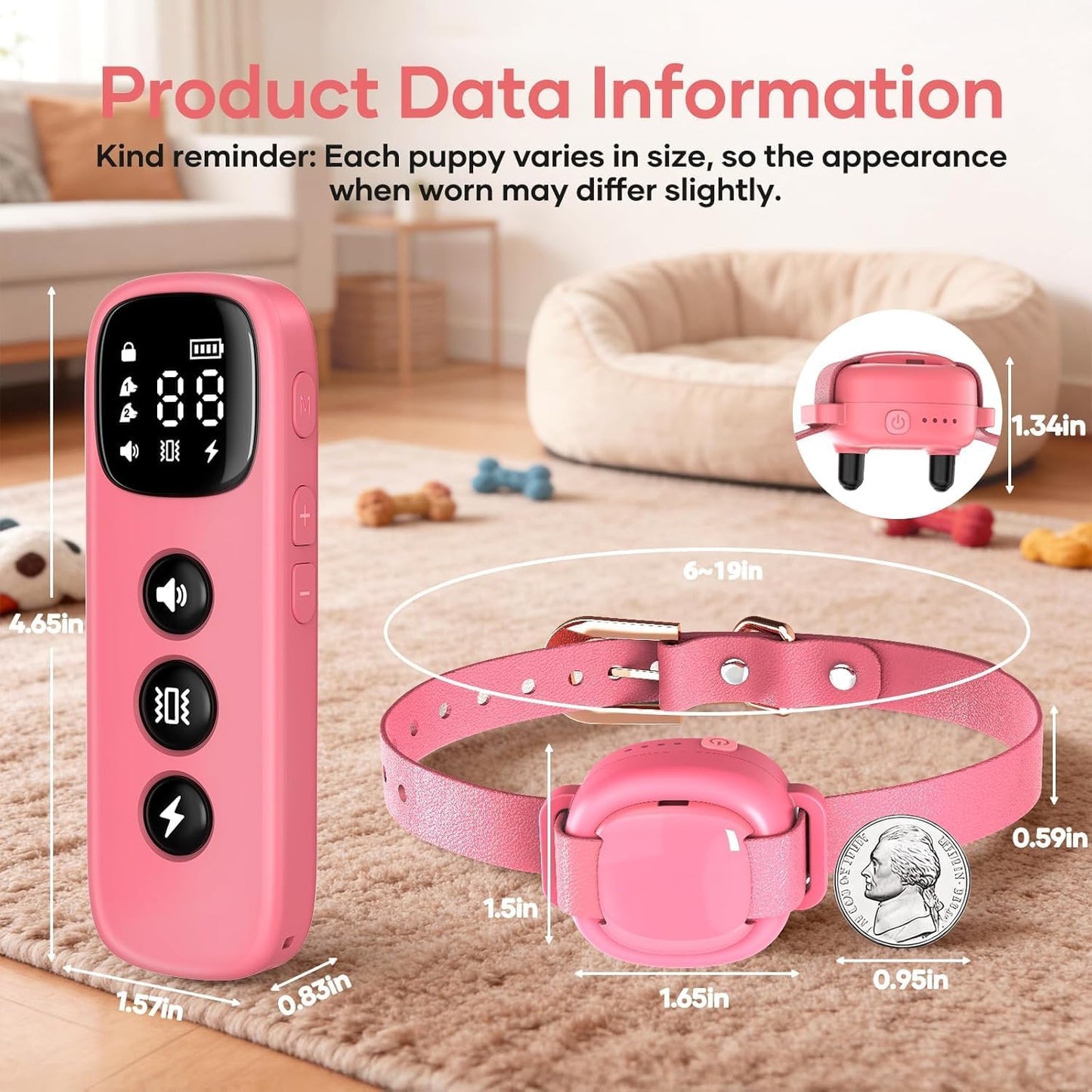 2-In-1 Pet ID Tag & Shock Collar for Small Dogs - 4200FT Dog Training Collar with Remote for 5-30Lbs Dogs, IPX8 Waterproof Rechargeable E-Collar with Beep(1-9), Vibration(1-3), Safe Shock(0-16)