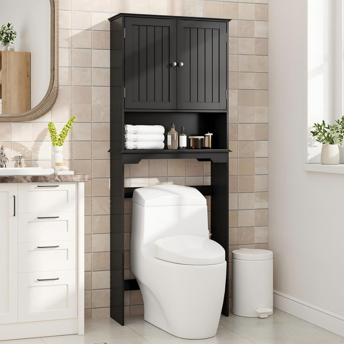 OLIXIS over the Toilet Storage Cabinet, Bathroom Shelves with Double Doors