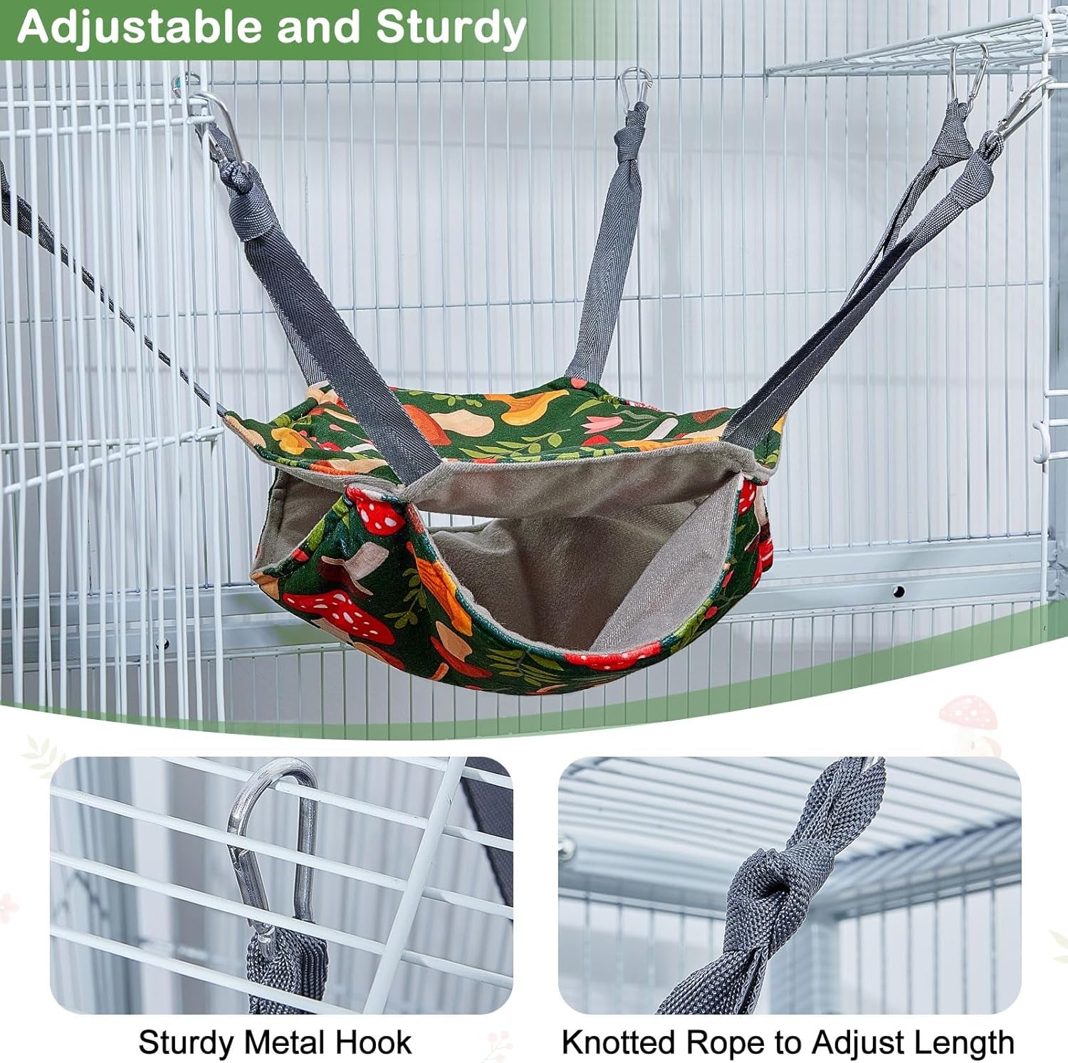 Glittme Ferret Hammock 4 Pack Ferrets Cage Accessories Washable Rat Hammock on Ferrets Cage Soft Guinea Pig Hammocks for Rat, Sugar Glider, Squirrel, Guinea Pig