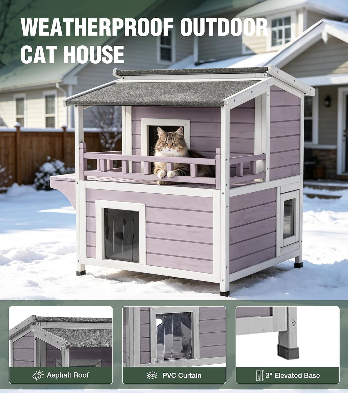 GUTINNEEN Large 2 Story Heated Cat House for outside Weatherproof