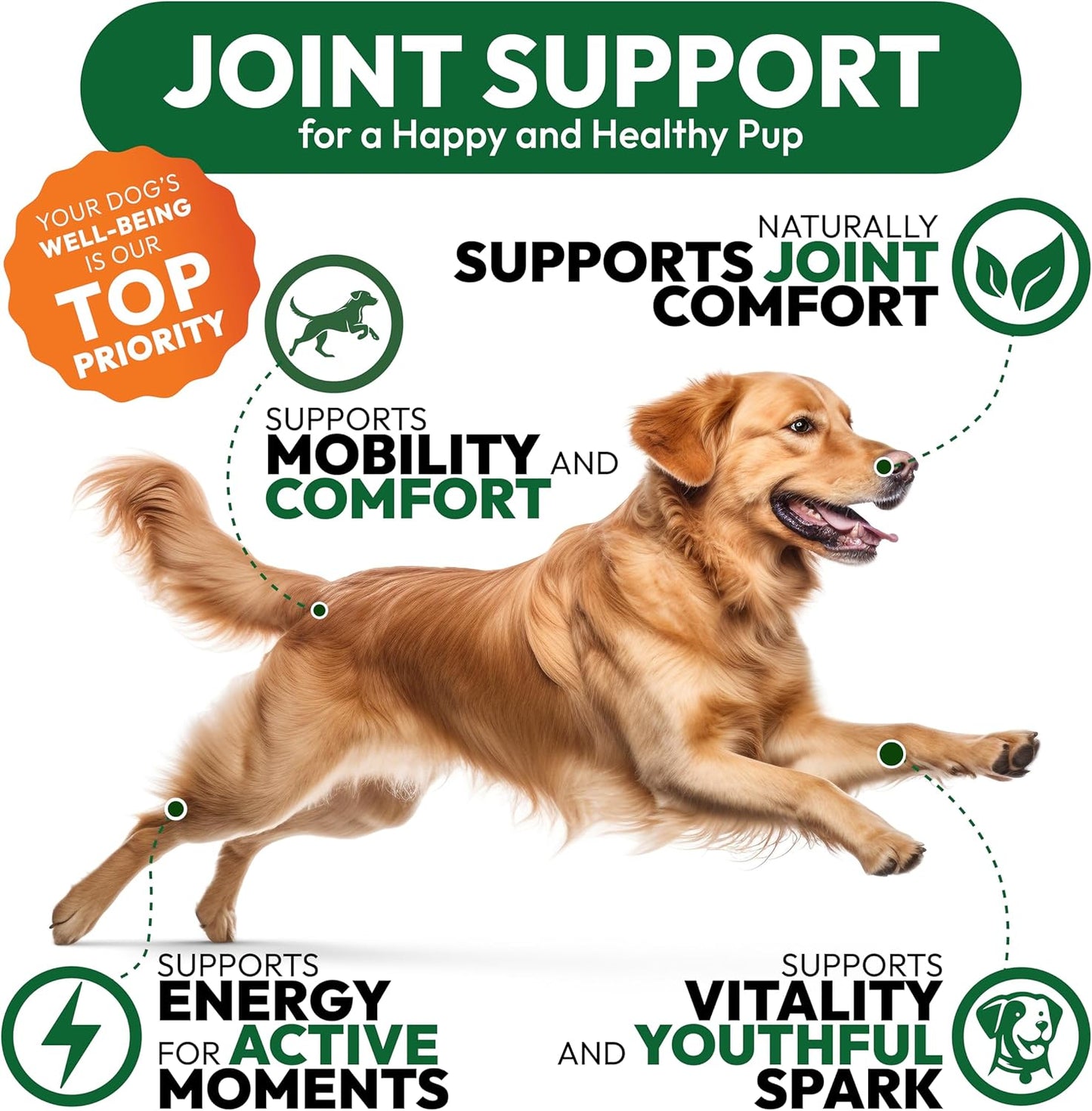 Hemp Hip and Joint Supplement for Dogs - Glucosamine for Dogs - 170 Mobility Support Chews - Advanced Joint Pain Relief Treats with Chondroitin, MSM, Turmeric - Large & Small Breeds - Made in USA