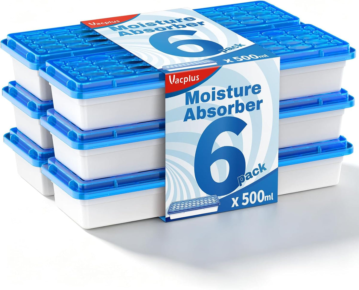 Vacplus Moisture Absorbers, 500Ml Large Capacity Dehumidifier, 6 Pack