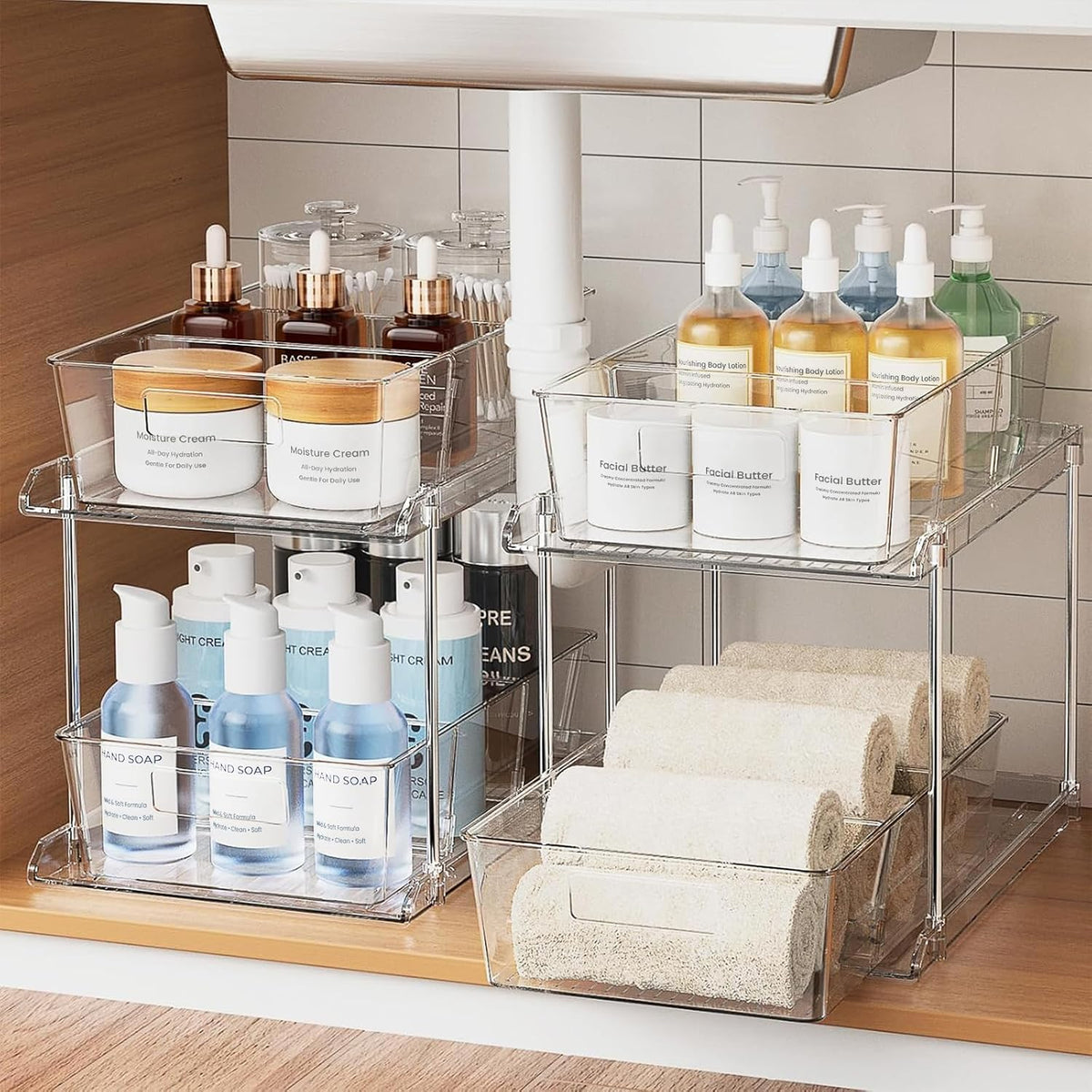 Fabspace Bathroom under Sink Organizers and Storage, 2 Tier, 2 Packs