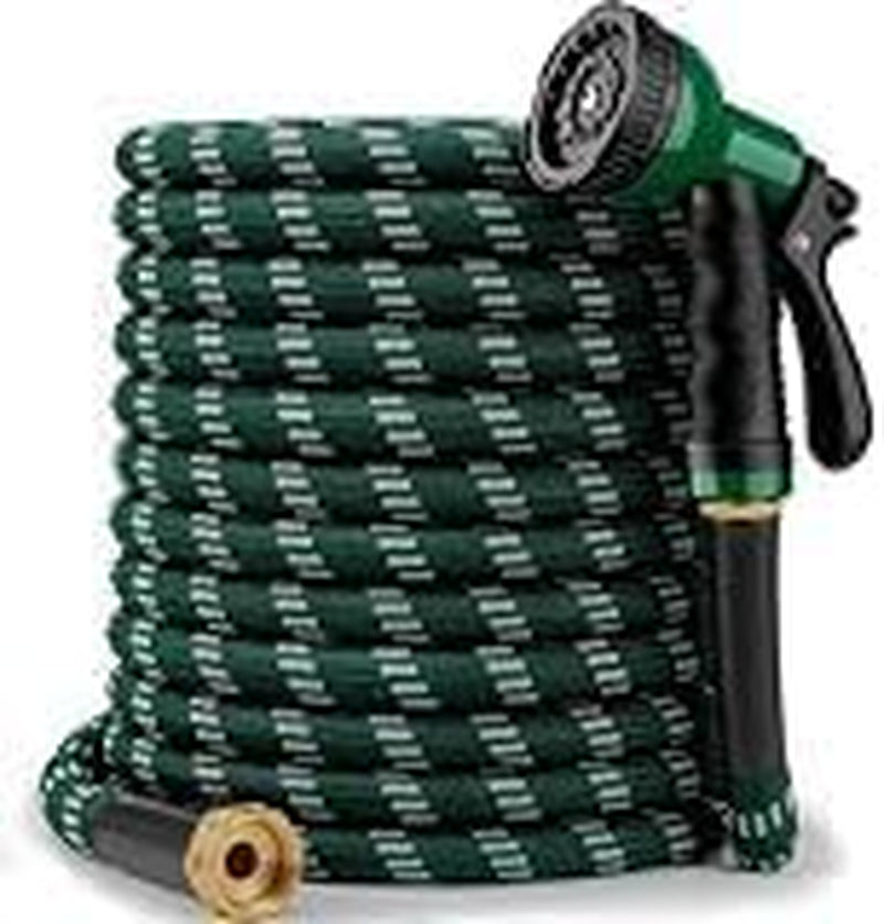 Garden Hose 50 Ft, 2026 Upgraded Kink Free Flexible Water Hose 50Ft with 10 Pattern Spray Nozzle, Leak-Proof, Portable, Ultra Lightweight & Durable Garden Hose for Yard, Lawn, Outdoor (Darkgreen)