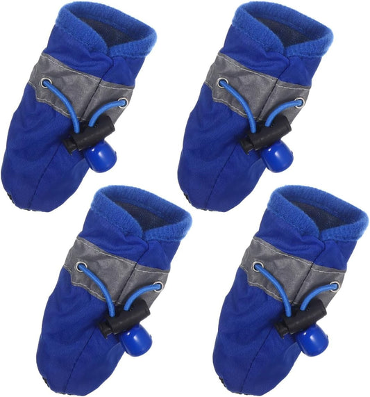 4Pcs Dog Boots All Seasons Pet Booties Dogs Pet Dog Paw Protector for Dogs Size XS (Blue)
