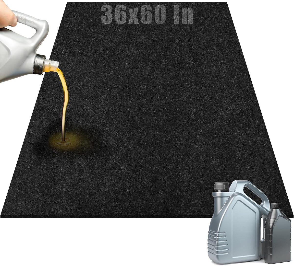 Papillon Oil Spill Mat & Garage Floor Mat, 36" X 60", Black