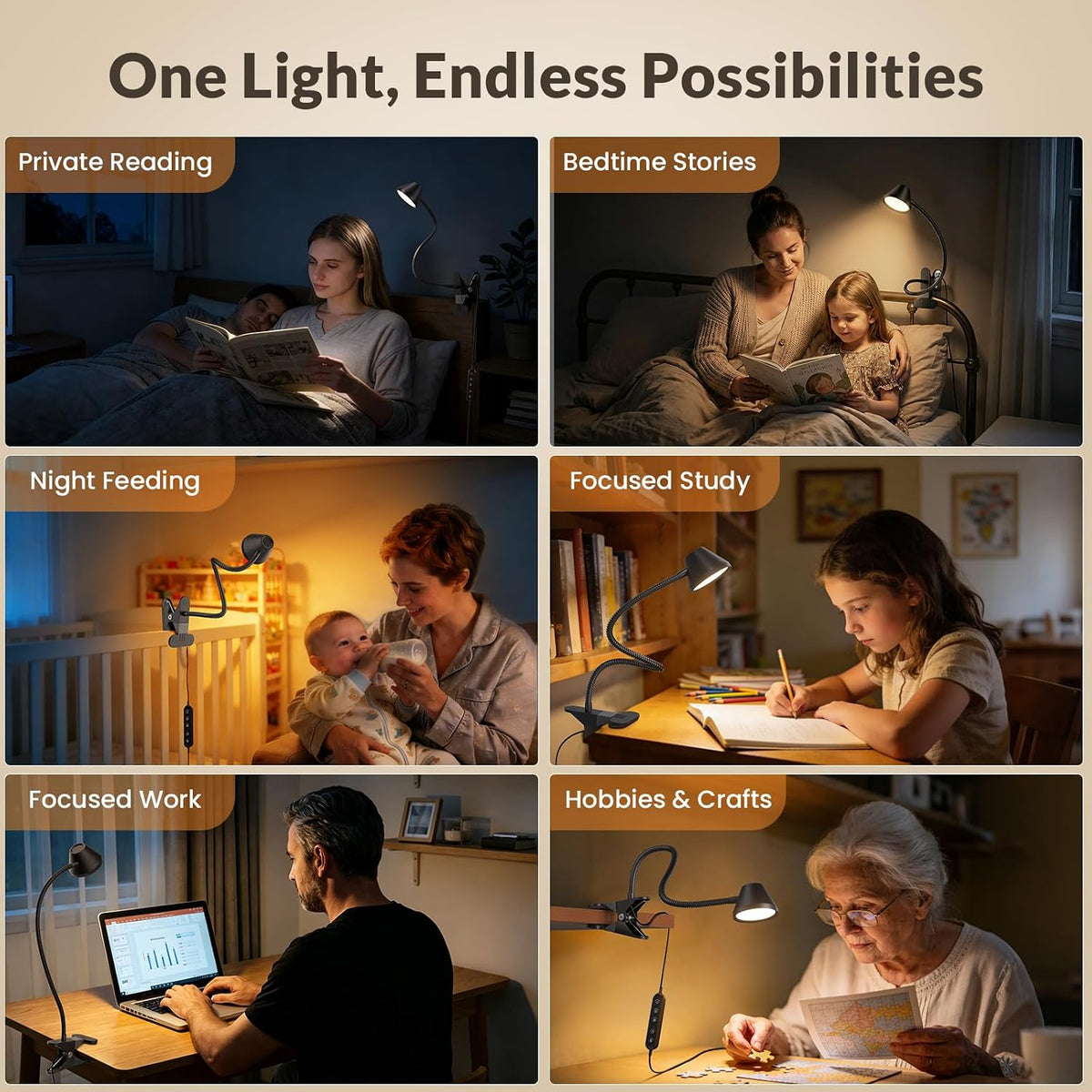 LEPOWER Clip on Light, Reading Lights for Books in Bed, 400LM, RG0 Eye-Care