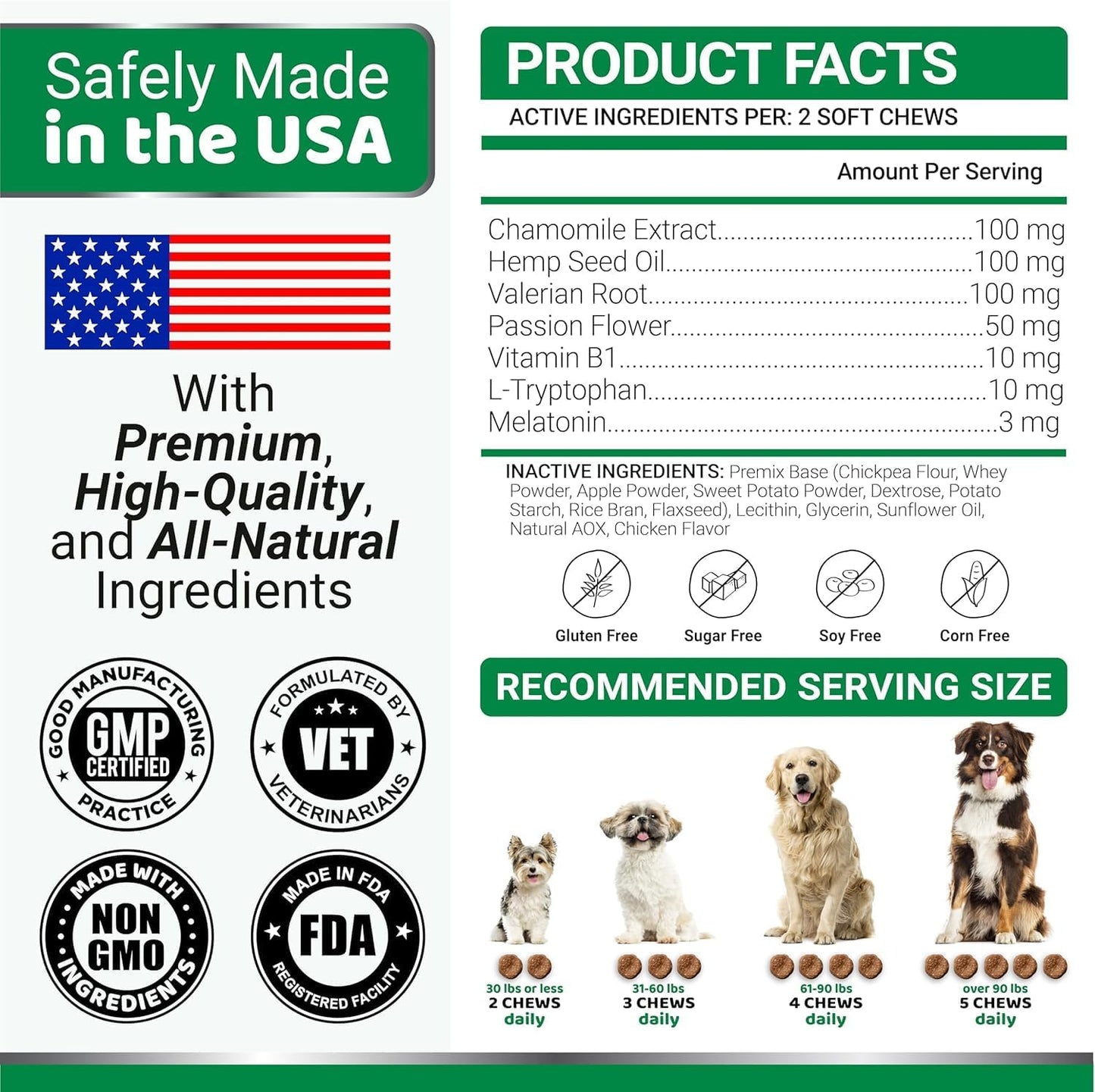 Advanced Calming Chews for Dogs - Hemp Dog Calming Chews - Anxiety Relief Treats with Melatonin, Hemp Oil - Separation Aid, Stress, Hip and Joint Supplement for Canine Health Support - Made in USA