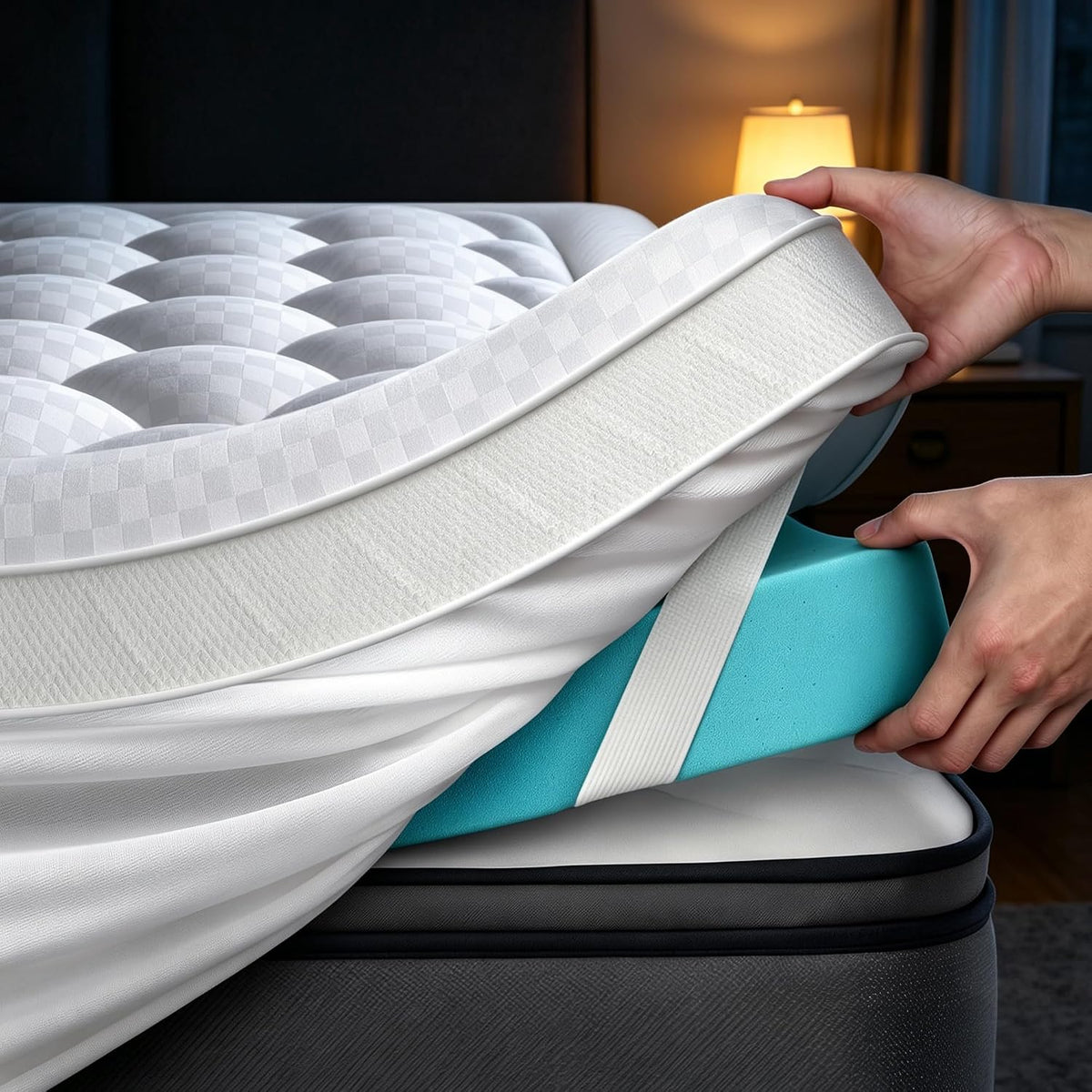 Mega Support Memory Foam Mattress Topper for Pressure Relief, Dual Layer 2.5" Pillow Top Mattress Topper plus 2.5" Cooling Gel Infused Memory Foam Mattress Pad (Snow, Queen)