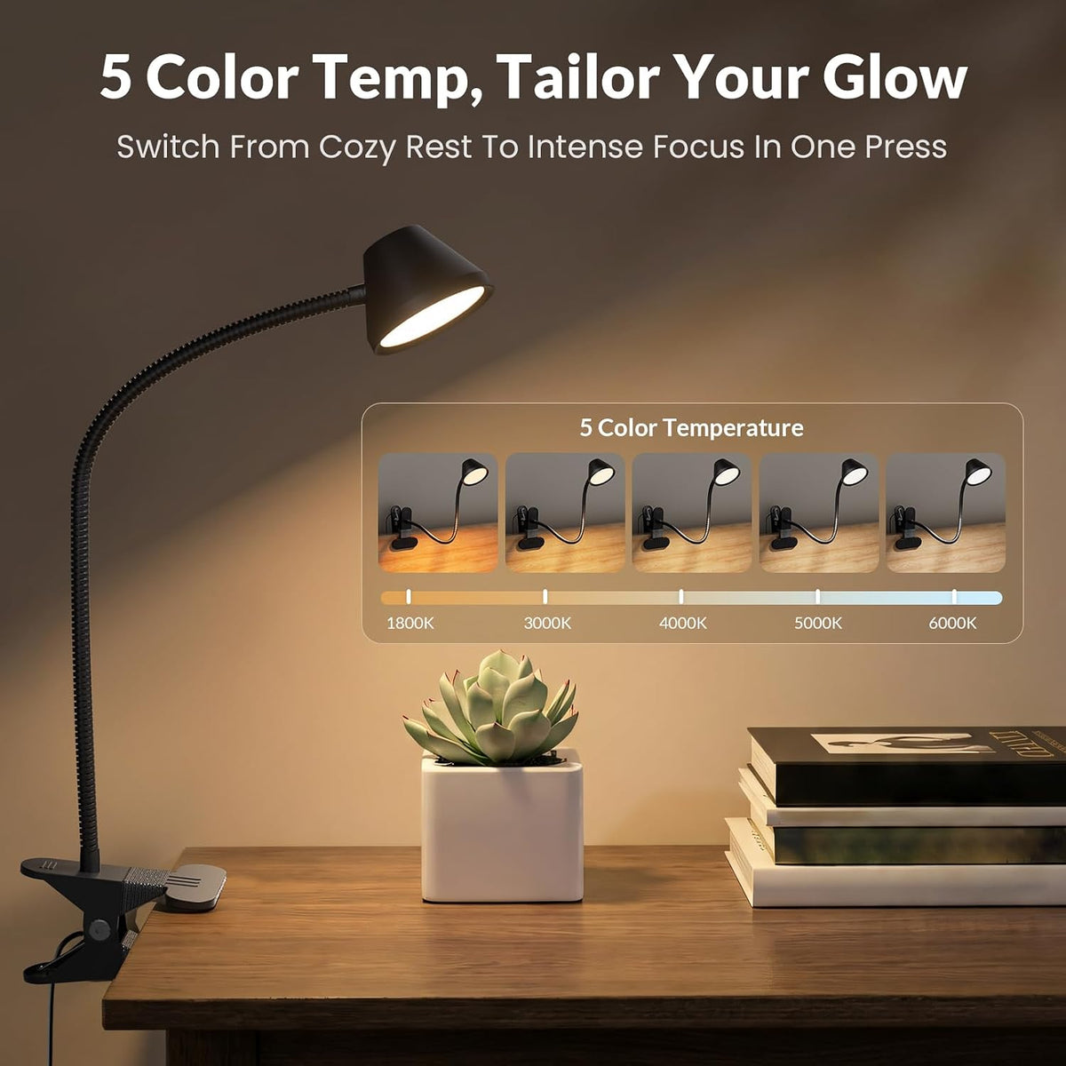 LEPOWER Clip on Light, Reading Lights for Books in Bed, 400LM, RG0 Eye-Care
