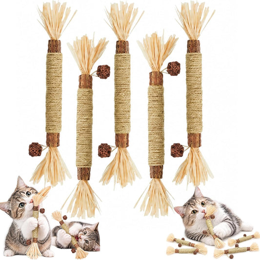Silvervine Sticks for Cats, Natural Silvervine Dental Sticks, 5 Pack Cat Chew Toys for Teeth Cleaning