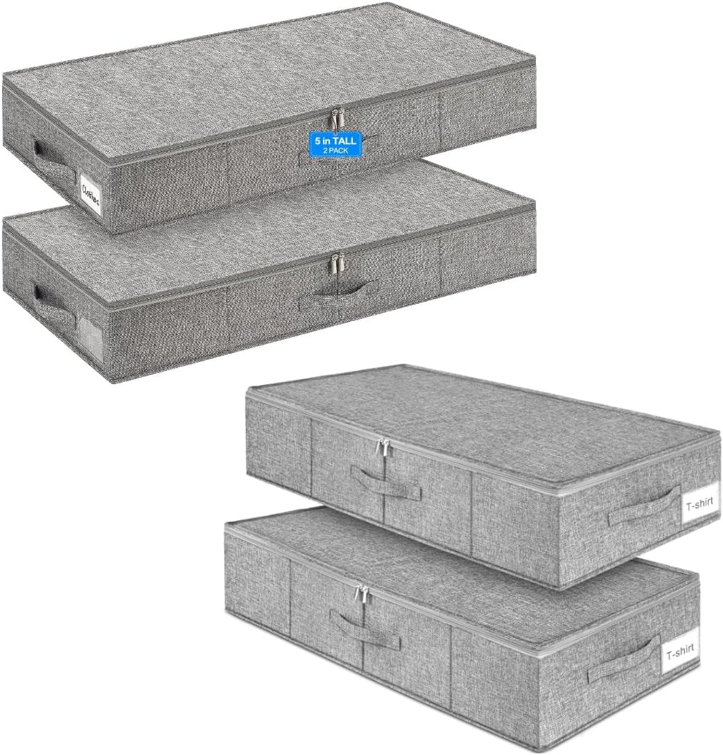 Punemi Low Profile under Bed Storage, 5 Inches High Underbed Storage Containers&Under Bed Storage
