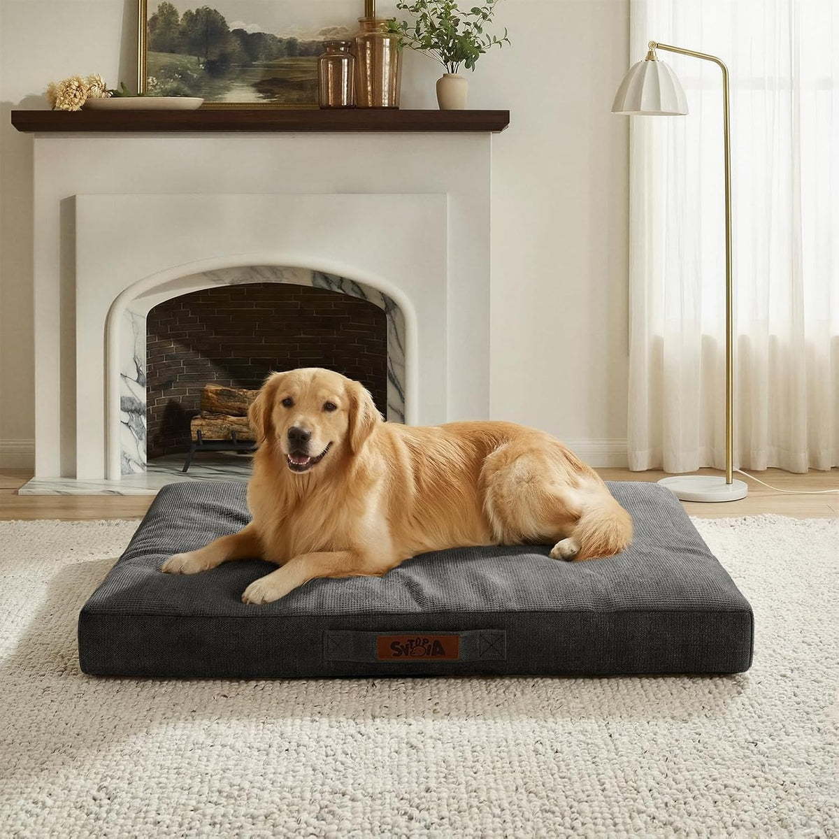 42-Inch Indestructible Outdoor Dog Bed for Extra Large Dogs– Heavy-Duty Waterproof, Chew Proof,Washable, Removable Cover, Ideal for Crate, Patio, Indoor & Outdoor Adventures (Dark Grey)