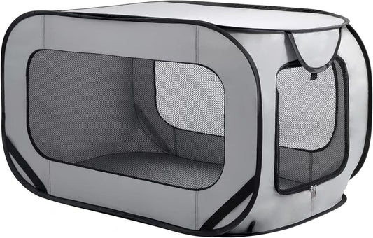 Foldable Dog Kennel for Medium Dogs 36-Inch, Portable Waterproof Dog Crate, Pop-Up Indoor/Outdoor Pet Cage & Car Seat Travel Bed (Grey)