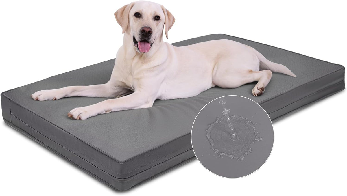 Outdoor Waterproof Dog Bed Large Washable XL Crate Pad 42" Leather Wipeable