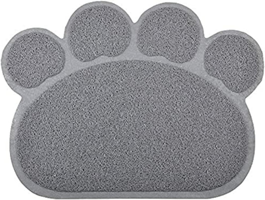 DM Paw-Shaped Large Cat Litter Box Mat, 23.5X17.5 Inches (Gray)