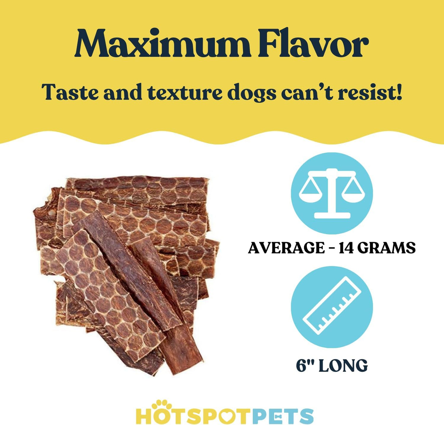 Hotspot Pets Beef Esophagus Dog Treats (6 INCHES - 25 Count) Grass Fed with No Added Hormone, All Natural Jerky Dog Treats - Dog Chews Rich in Glucosamine & Chondroitin for Joint Health