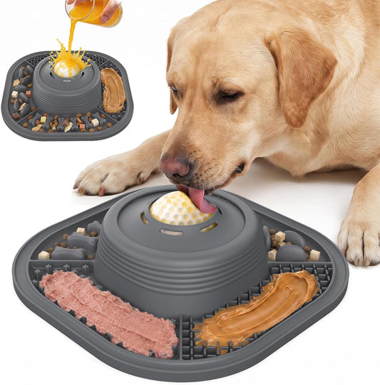 Lick Mat for Dogs & Cats with Interactive Rolling Ball & Suction Cups