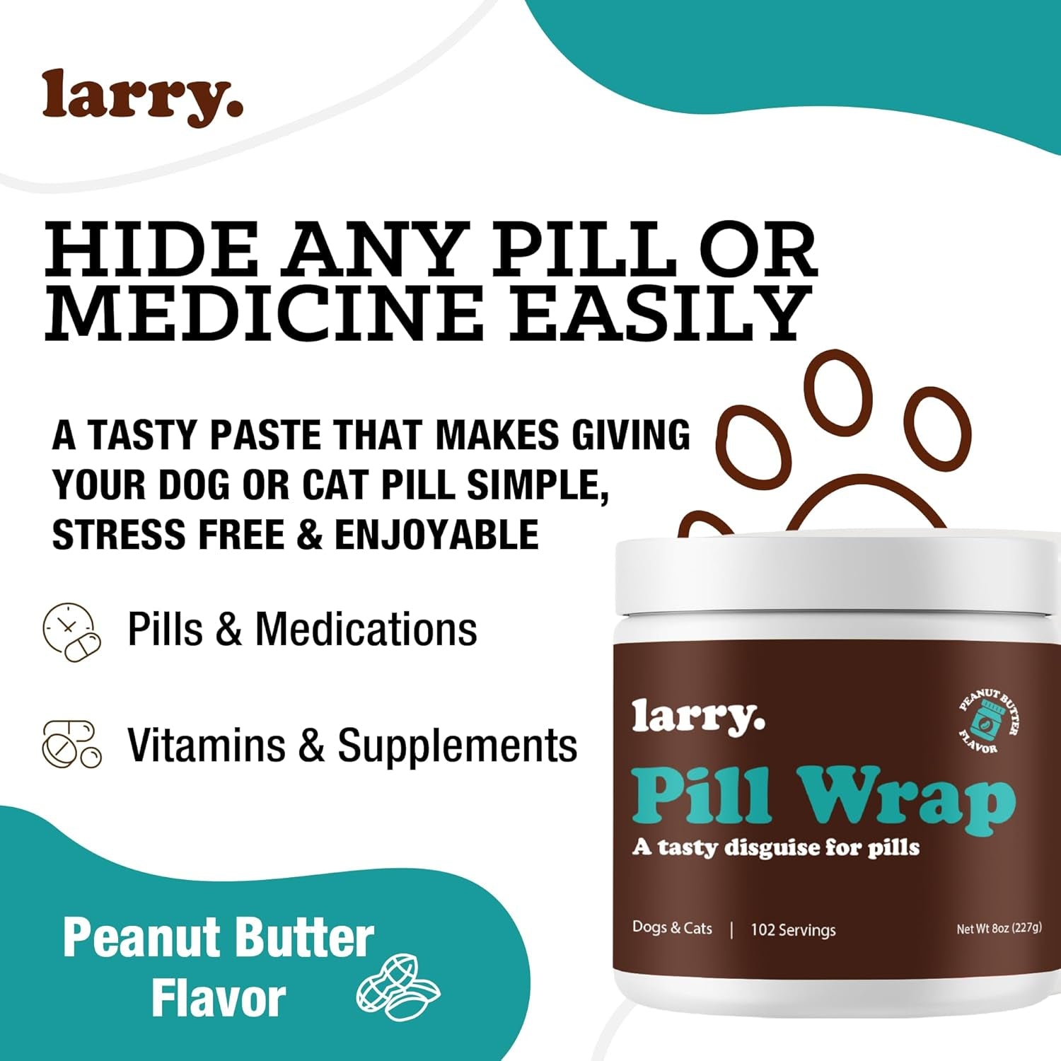 Peanut Butter Pill Wrap for Dogs - Pet Pill Paste - Hide Dog Medication Pockets - Dog Treats for Medicine Hide Pill - 102 Servings - 8 Oz - Made in USA