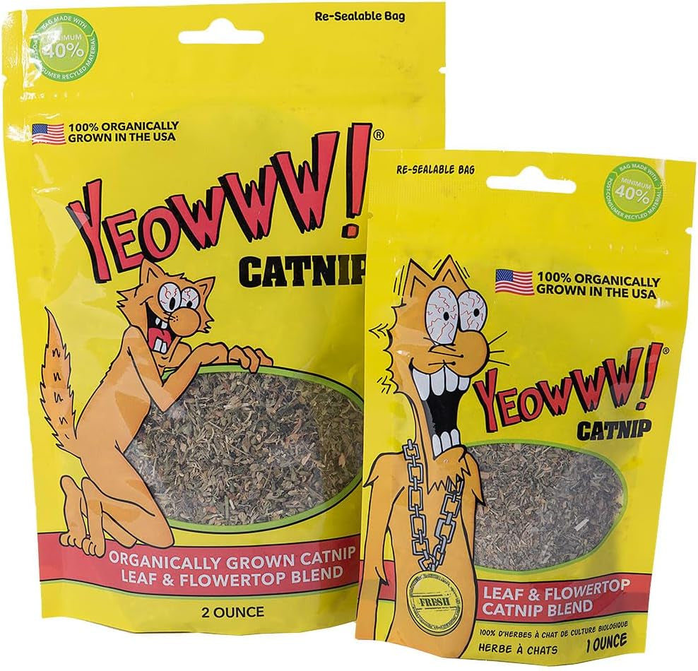 Yeowww! Organically Grown Catnip for Cats - 2Oz Pouch - Premium Leaves & Flower Tops - No Fillers - Chemical-Free - Grown in the USA