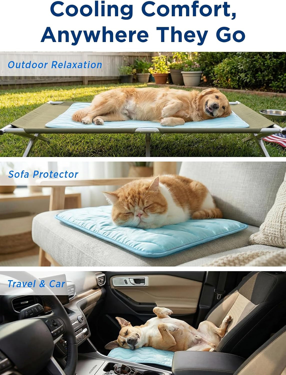 Furrybaby Dog Cooling Mat,Self Cooling Mat for Large Dogs& Cats,Blue