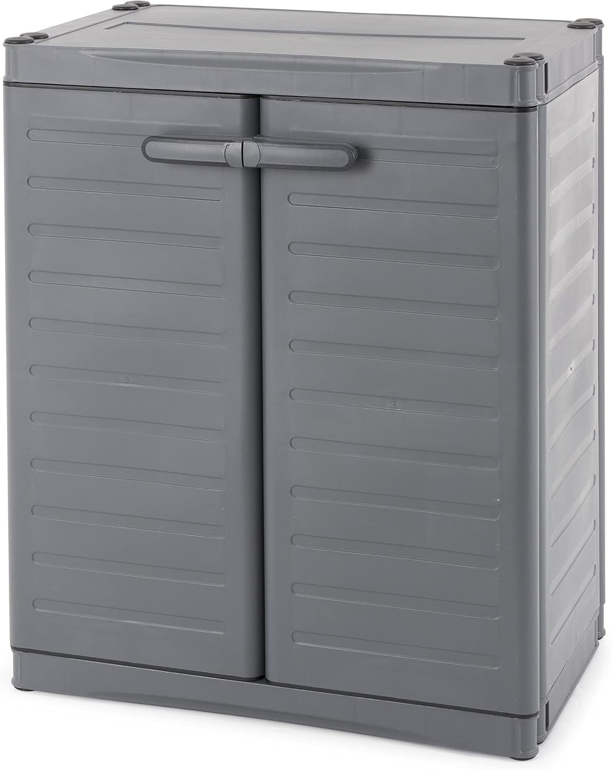 Gracious Living Maxit 2-Shelf Lockable Utility Storage Base Cabinet, Gray