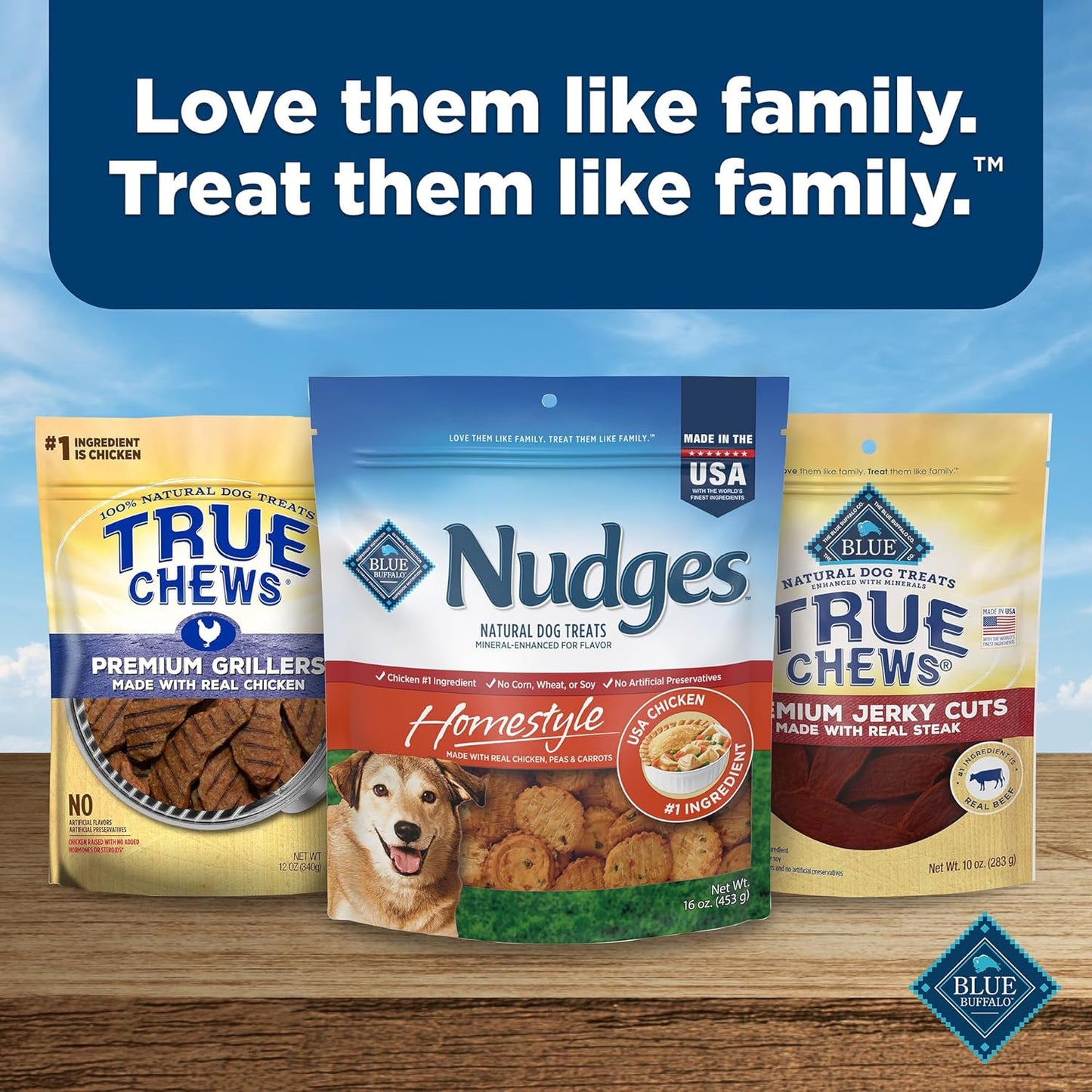 Blue Buffalo Nudges Chicken Homestyle Natural Dog Treats, Pot-Pie-Inspired Recipe, Healthy Reward or Training Treat, Made in the USA with Real Chicken, No Artificial Preservatives, 16 Oz.