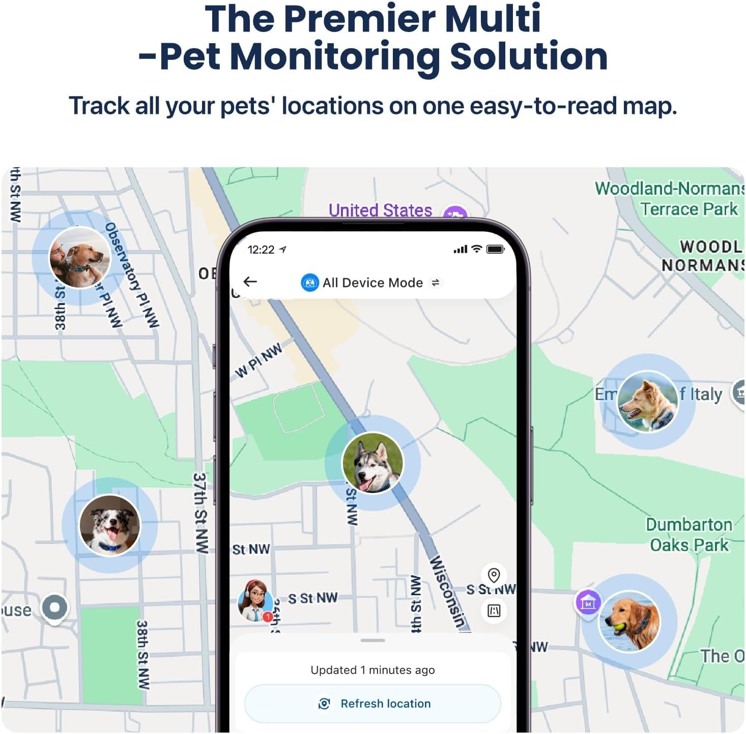 DBDD AI GPS Tracker for Dogs (White) with Virtual Fence & Real-Time Location - Waterproof Electronic Collar for Escape Artists, AI Health Monitor for Medium to Large Dogs (30Lbs+), Ios & Android