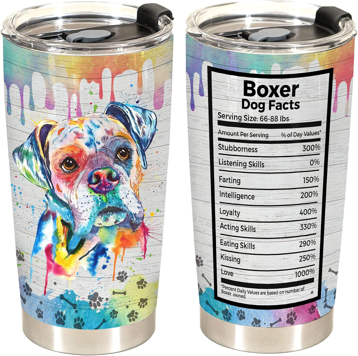 Gifts for Boxer Lovers – 20Oz Stainless Steel Tumbler Cup Mug, Funny and Unique Gift for Boxer Dog Owners, Perfect for Birthday, Mothers Day, and Anniversary Celebrations