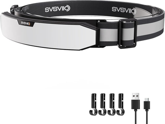 Svsviio K0209 1500 Lumen Rechargeable Headlamp,230° Wide Beam Super Bright LED Head Lamp,4 Modes,Red Light,Ipx5,Head Lights for Forehead,Hard Hat Light for Adults Camping,Hiking,Mechanic