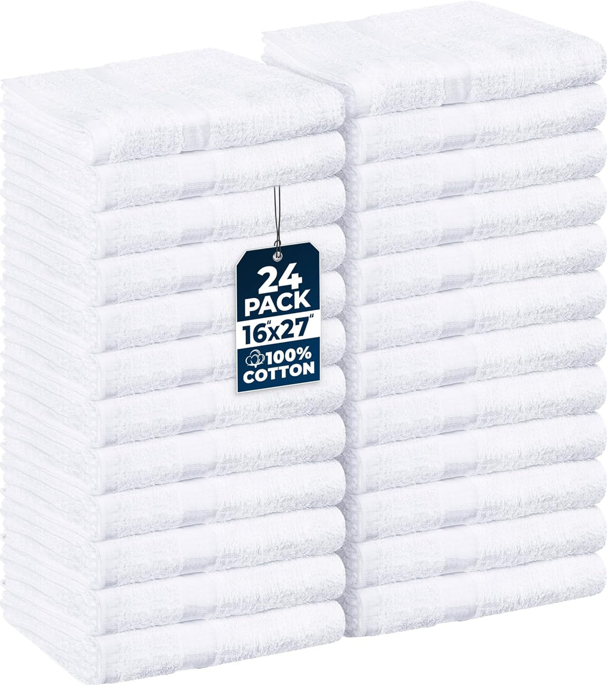Utopia Towels Salon Towels, Pack of 24, 16X27 In, 100% Cotton, White
