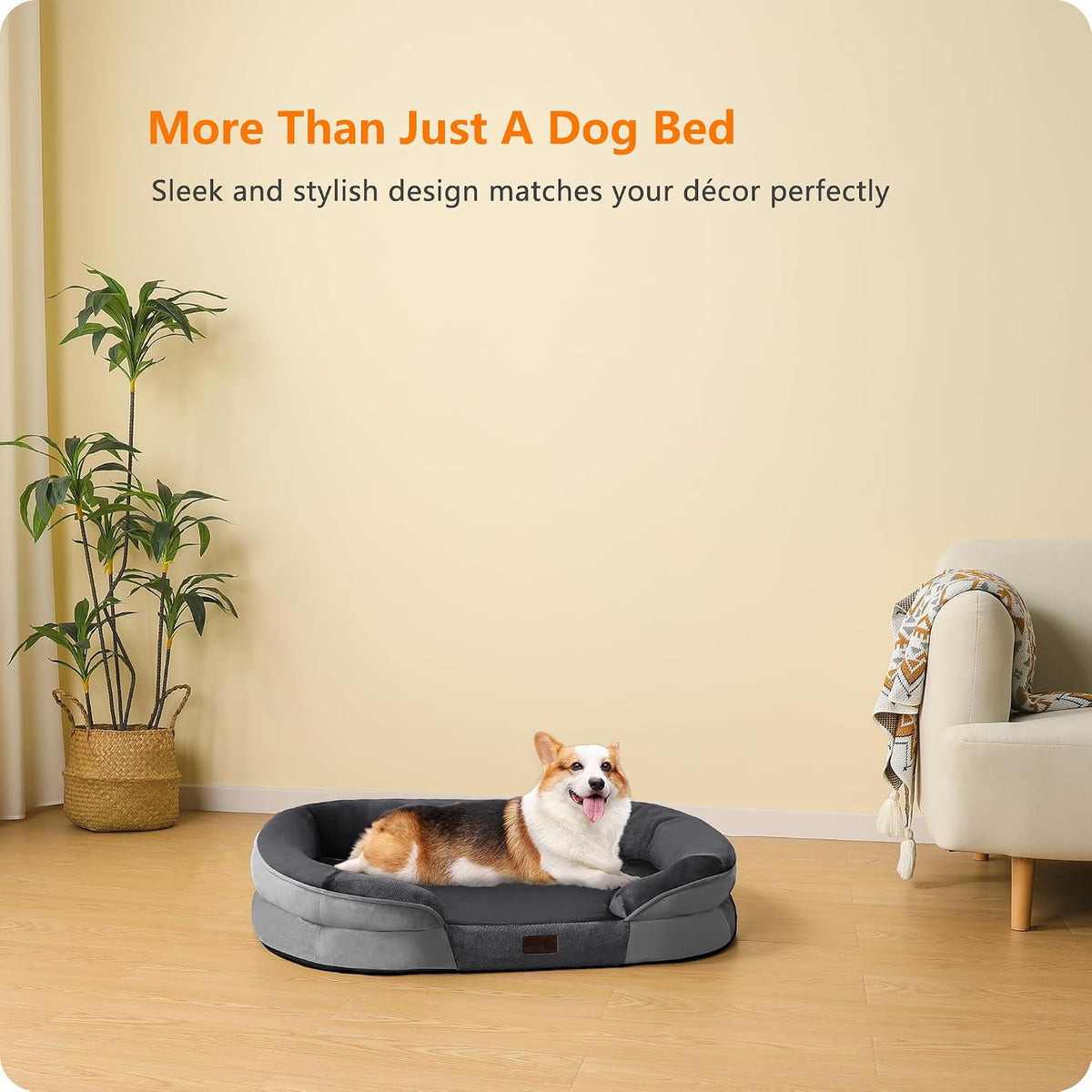 Dwanton Orthopedic Waterproof Medium Dog Bed Sofa, Gel Memory Foam, 36"