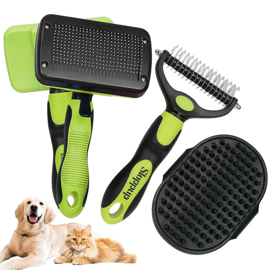 Green Pet Grooming Kit 3Pcs Dematting Comb for Dogs&Cats Shedding