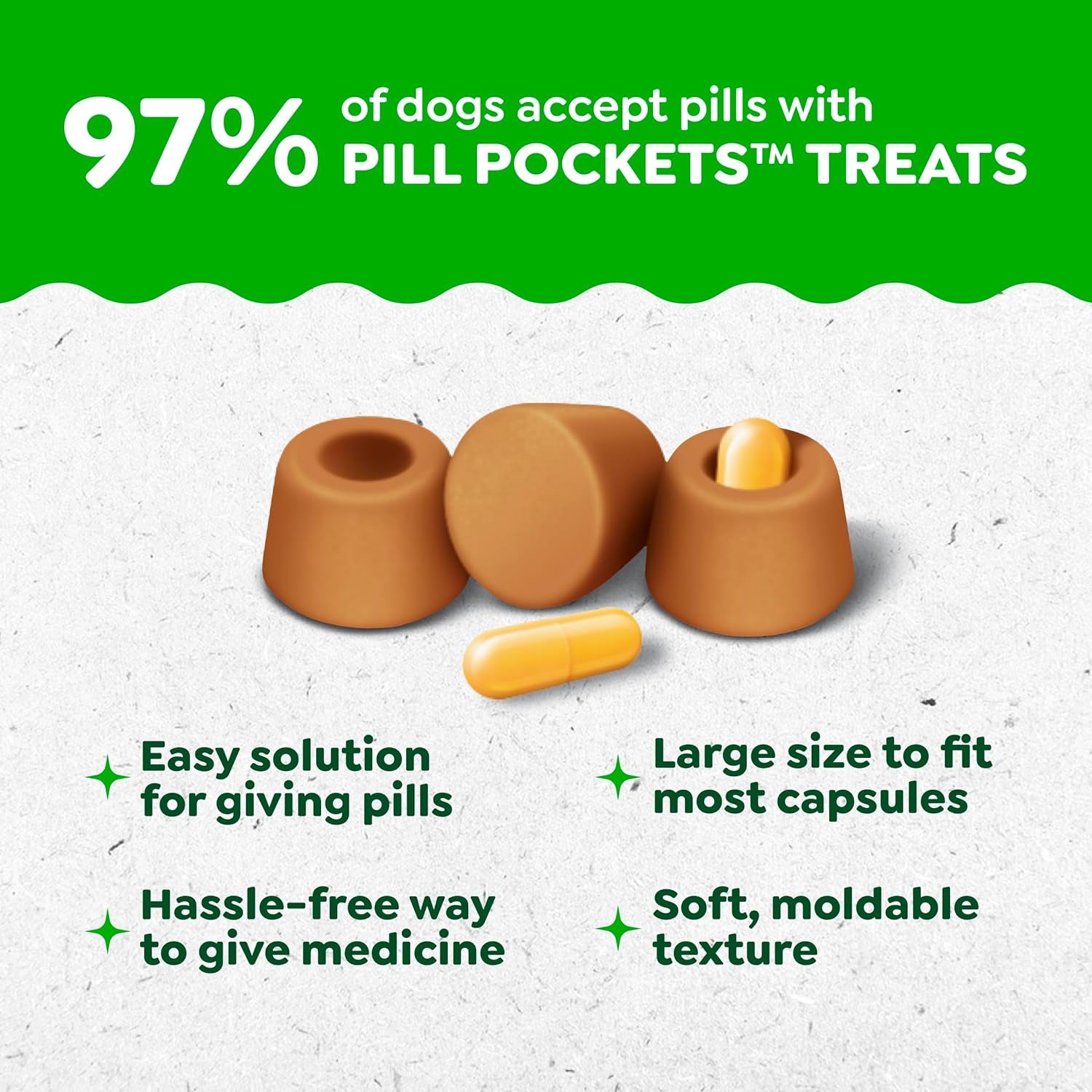 Greenies Pill Pockets for Dogs Large Size, Dog Treat Pouch for Capsule Medication, Peanut Butter Flavor, 15.8 Oz. Pouch