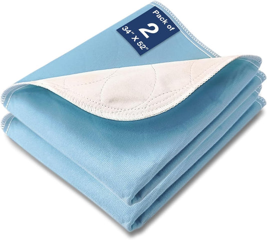 Bed Pads Washable Waterproof, 52" X 34" (2 Pack) Incontinence Bed Pads, Waterproof Mattress Protector & Washable Pee Pads, Perfect for Adults, the Elderly and Pets
