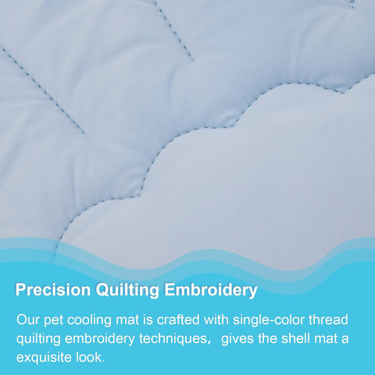 27" X 20" Sea Shell Cat Cooling Mat, Ocean Pet Cooling Mat Blanket for Indoor Cats, Coastal Washable Pet Pad for Couches Bed, Floor, Sofa 1 Pack (Blue & Beige)
