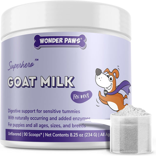 Wonder Paws Premium Goat Milk Powder for Dogs – Supports Digestion, Immune Health & Allergies – Goat’S Milk with Probiotics for All Ages, Sizes & Breeds – 8.25 Oz
