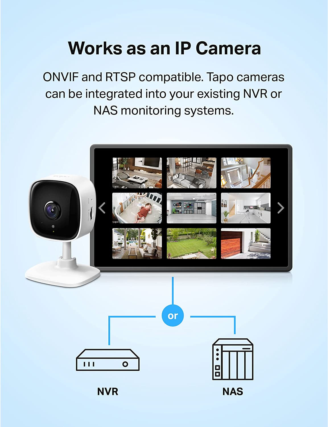 Tapo 1080P Indoor Security Camera, Baby Monitor, Dog Camera, Wired, C100